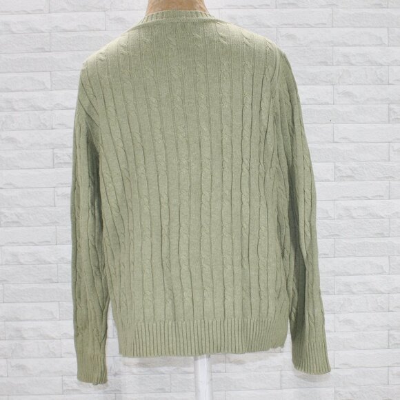 CROFT & BARROW Sweater Cable Knit Crewneck Classic Mid Weight Pastel Green Large - Picture 4 of 12